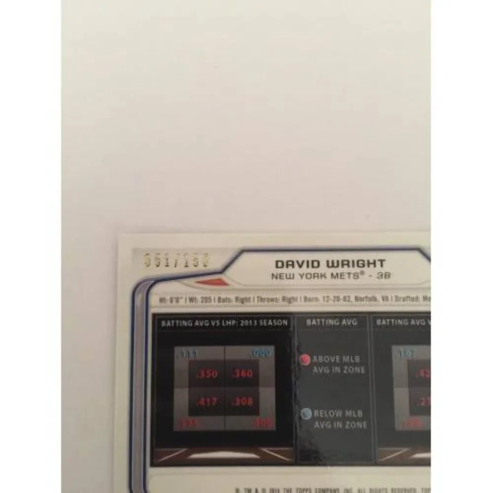 2014 Bowman Chrome Purple Refractors #81 David Wright 051/150 (057)